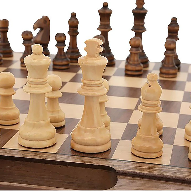 Dal Rossi Folding Chess Checkers Backgammon Set Walnut