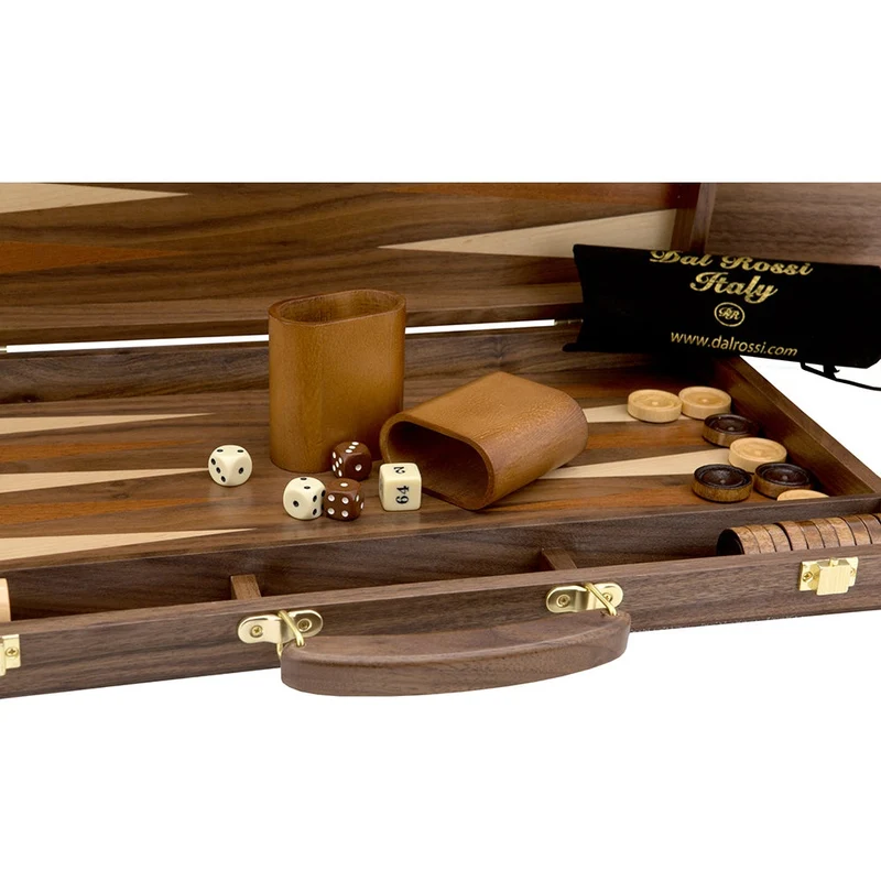 Dal Rossi Walnut Backgammon Set With Handle Classic Game