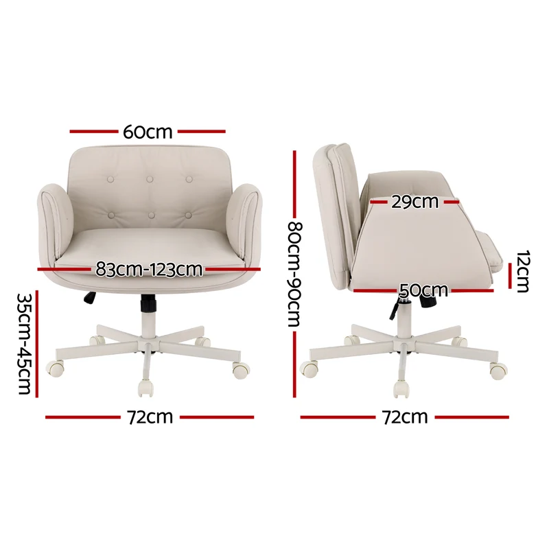 Artiss Criss Cross Chair with Wheels & Adjustable Armrests (Beige)