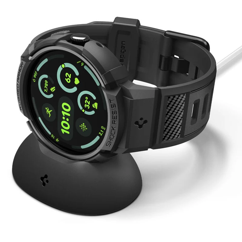 Spigen Pixel Watch 5/4 41mm Rugged Armor Pro Band Case with Stand (Black)