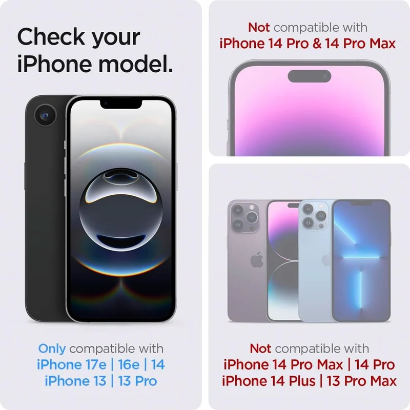 Spigen Apple iPhone 17e / 16e / 14 / 13 / 13 Pro AlignMaster GLAS.tR Full Cover 2PCS Glass Screen Protector - Black