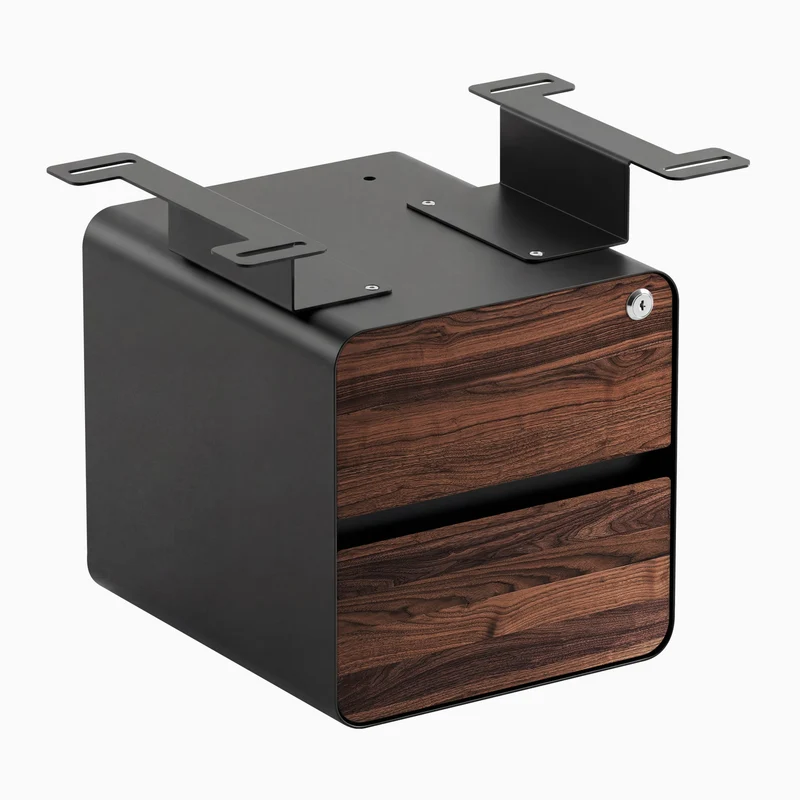 Desky Minimal Under Desk Cabinet - Maple Hardwood / Black