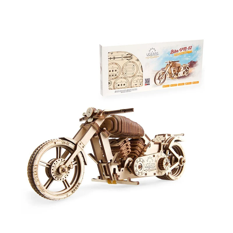 Ukraine Made UGears Self Propelled Wooden 3D Puzzle Bike VM-02 Mechanical Model