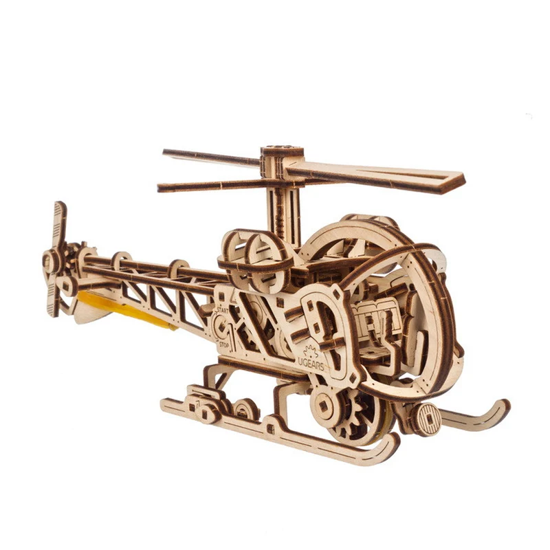 Ugears Mini Helicopter Wooden Mechanical Puzzle Model Kit