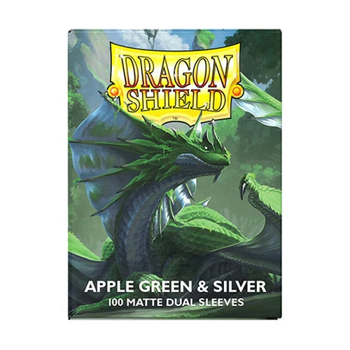 Arcane Tinmen Dragon Shield Standard 100ct Dual Matte Apple Green/Silver Sleeves 63x88mm