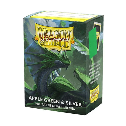 Arcane Tinmen Dragon Shield Standard 100ct Dual Matte Apple Green/Silver Sleeves 63x88mm