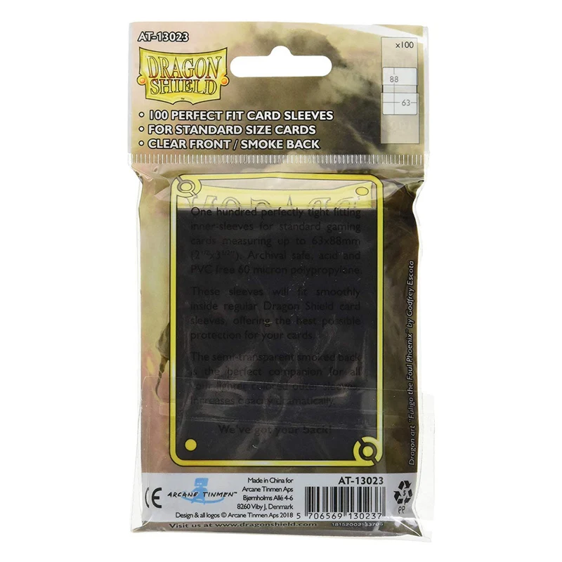 Arcane Tinmen Dragon Shield Standard 100ct Perfect Fit Smoke Inner Sleeves 63x88mm