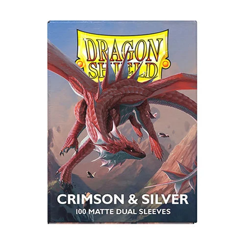 Arcane Tinmen Dragon Shield Standard 100ct Dual Matte Crimson/Silver Sleeves 63x88mm