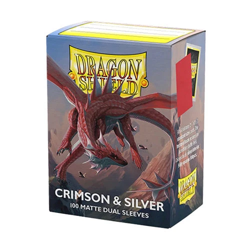 Arcane Tinmen Dragon Shield Standard 100ct Dual Matte Crimson/Silver Sleeves 63x88mm