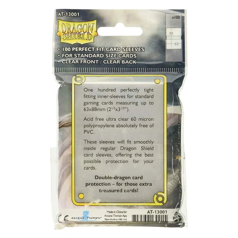 Arcane Tinmen Dragon Shield Standard 100ct Perfect Fit Clear Inner Sleeves 63x88mm