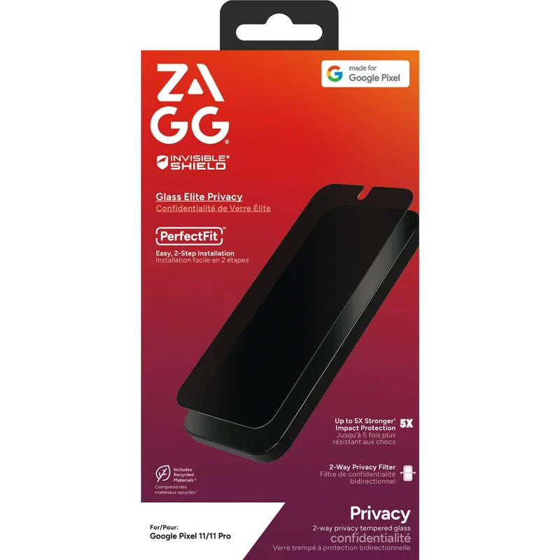 ZAGG InvisibleShield Glass Elite Privacy Screen Protector for Pixel 11/11 Pro
