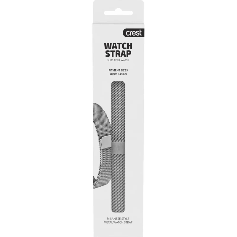 Crest Milanese Watch Strap for Apple Watch 38-41mm (Silver)