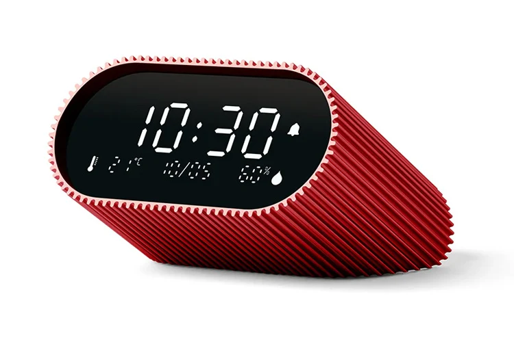 Lexon Ray Clock Lcd Alarm Clock with Temp and Humidity Display (Red)