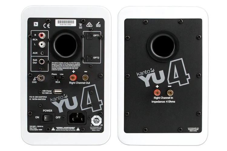 Kanto YU4 140W Powered Speakers with Bluetooth and Preamp (Matte White)