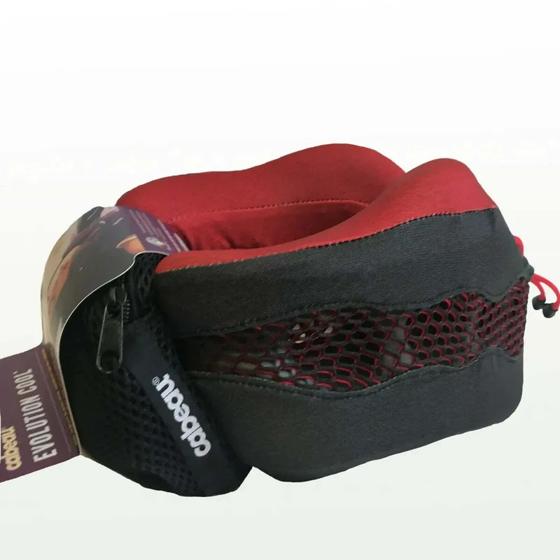 Cabeau Evolution Cool 2.0 Memory Foam Travel Pillow with Ear Plugs and Travel Bag (Red)