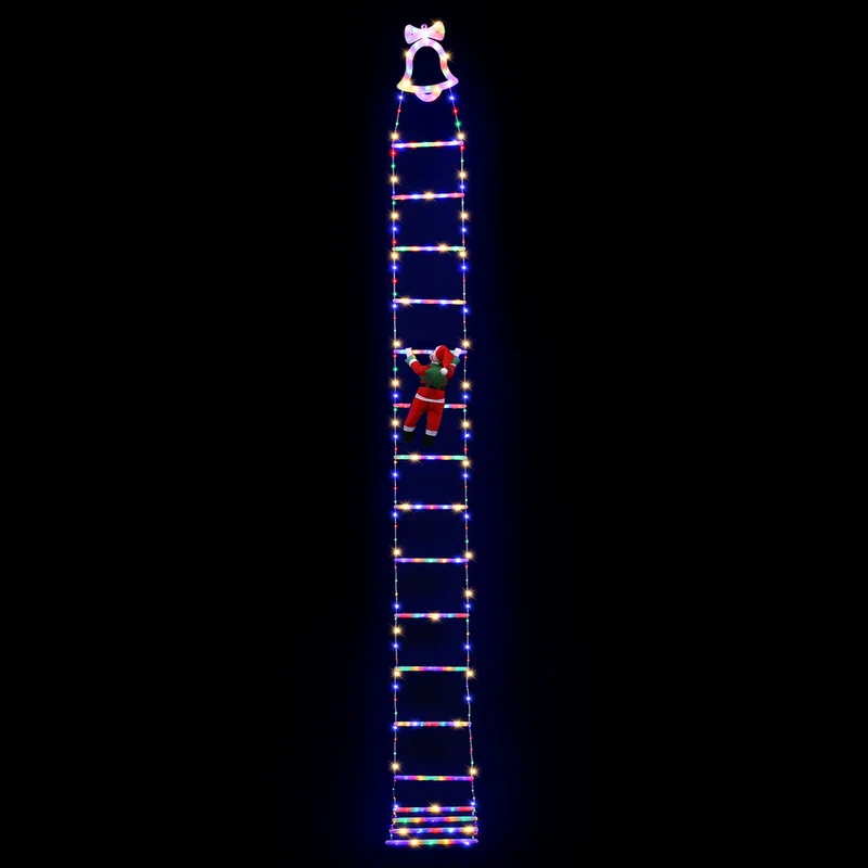 Jingle Jollys 3.5M Christmas Lights 300 LED Ladder Light with Santa Claus Decor