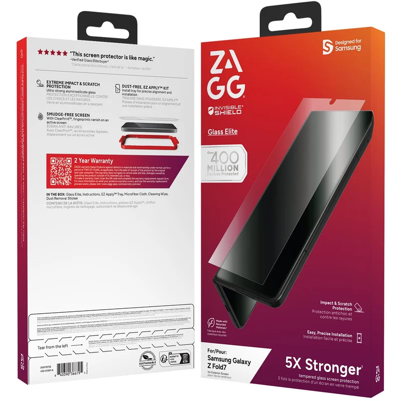 ZAGG InvisibleShield Glass Elite Cover Screen Protector for Galaxy Z Fold7