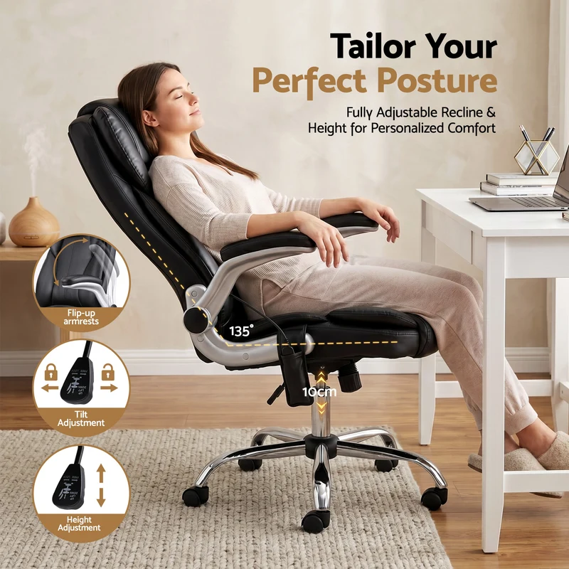 Artiss 8 Point Massage Office Chair PU Leather (Black)