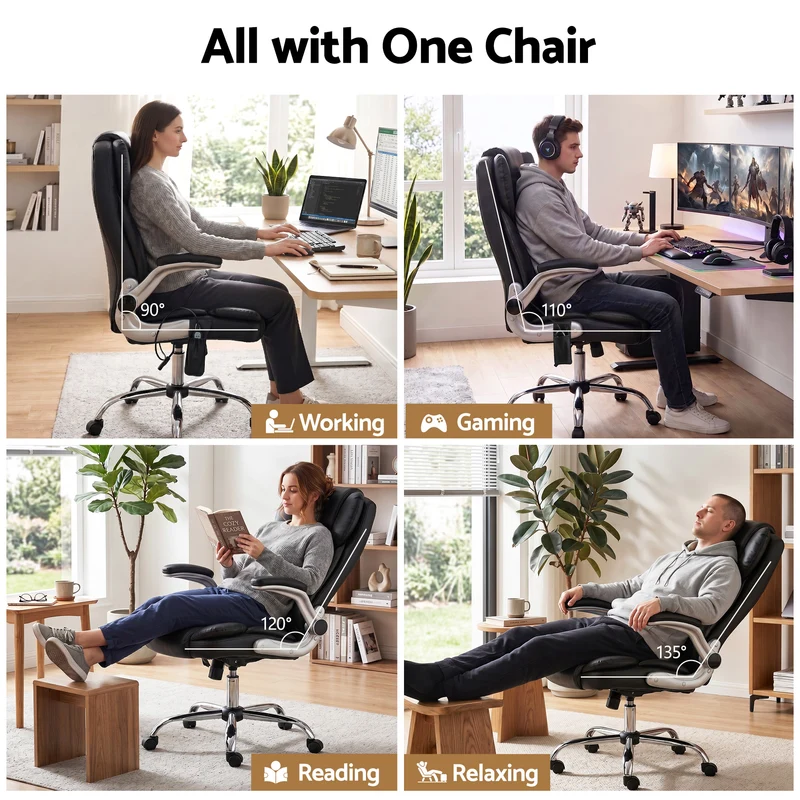 Artiss 8 Point Massage Office Chair PU Leather (Black)