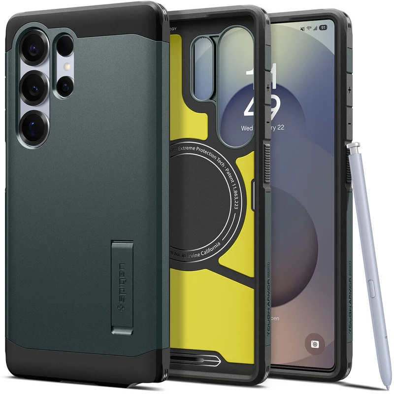 Spigen Samsung Galaxy S25 Ultra Tough Armor MagFit Case (Abyss Green)
