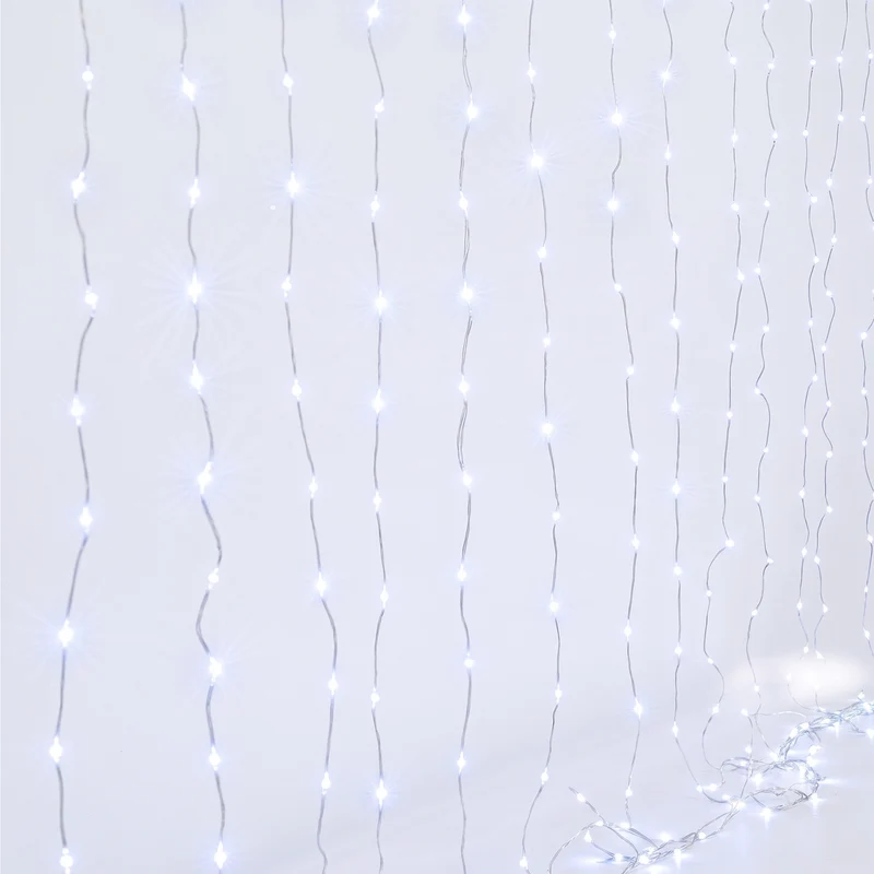 Jingle Jollys 3X3M Christmas Lights Curtain String Light 300 LED Cool White