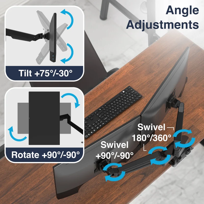 Desky Dual Monitor Arm - Black