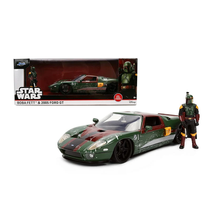 Jada 1:24 Scale Star Wars 2005 Ford GT With Boba Fett Figure Diecast Car Model