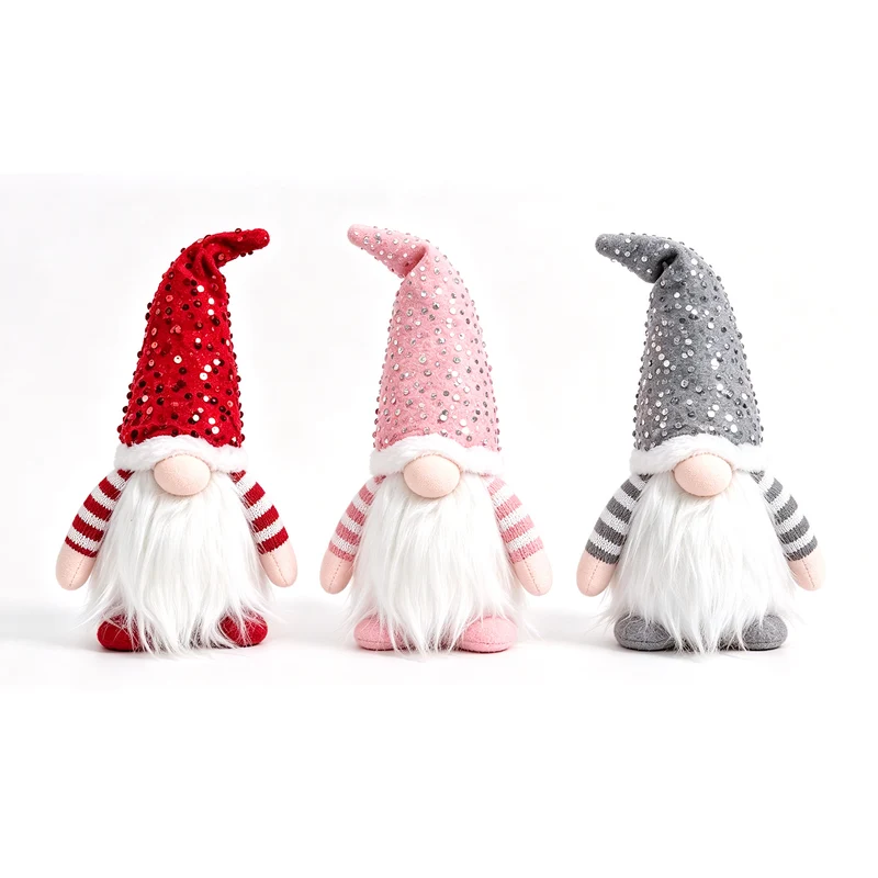 Jingle Jollys Christmas Gnomes Light Up Christmas Decorations Plush Goblin Set of 3 Warm White