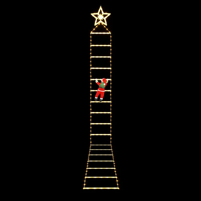 Jingle Jollys Christmas Ladder Lights Santa 3.4m 328LED Hanging Decor Warm White