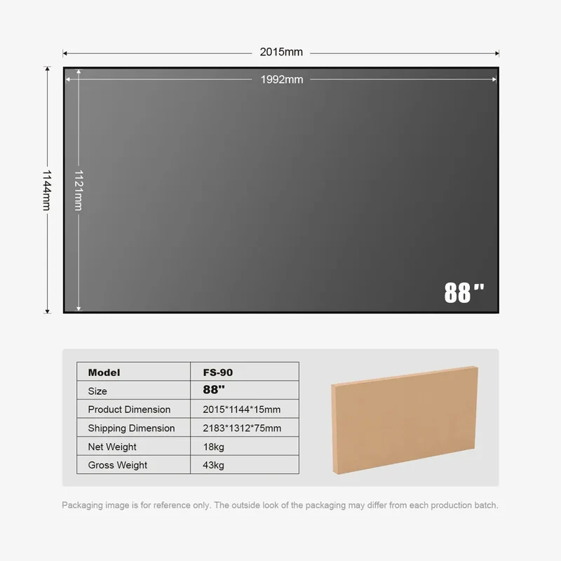Winways UST Throw ALR 88'' Solid Panel Fresnel Screen