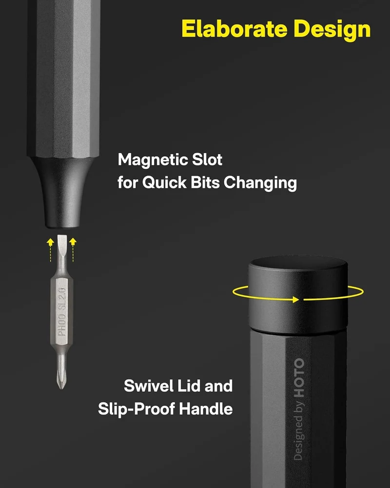 HOTO Manual Precision Screwdriver Pen Pocket Tool (Black)
