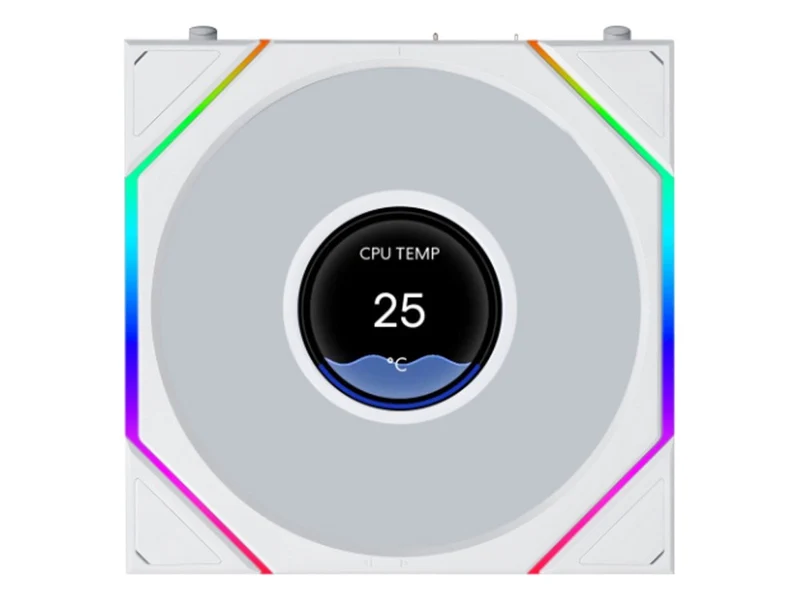 Lian Li Uni Fan TL Flex 1.8in LCD 2.4GHz Wireless 120mm ARGB Fan 3 Pack - White (12TLLCD1F3W)