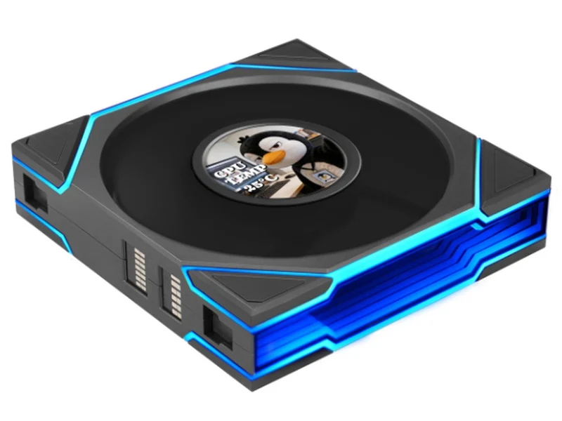 Lian Li Uni Fan TL Flex 1.8in LCD 2.4GHz Wireless 120mm Reverse Blade ARGB Fan - Black (12RTLLCD1F1B)