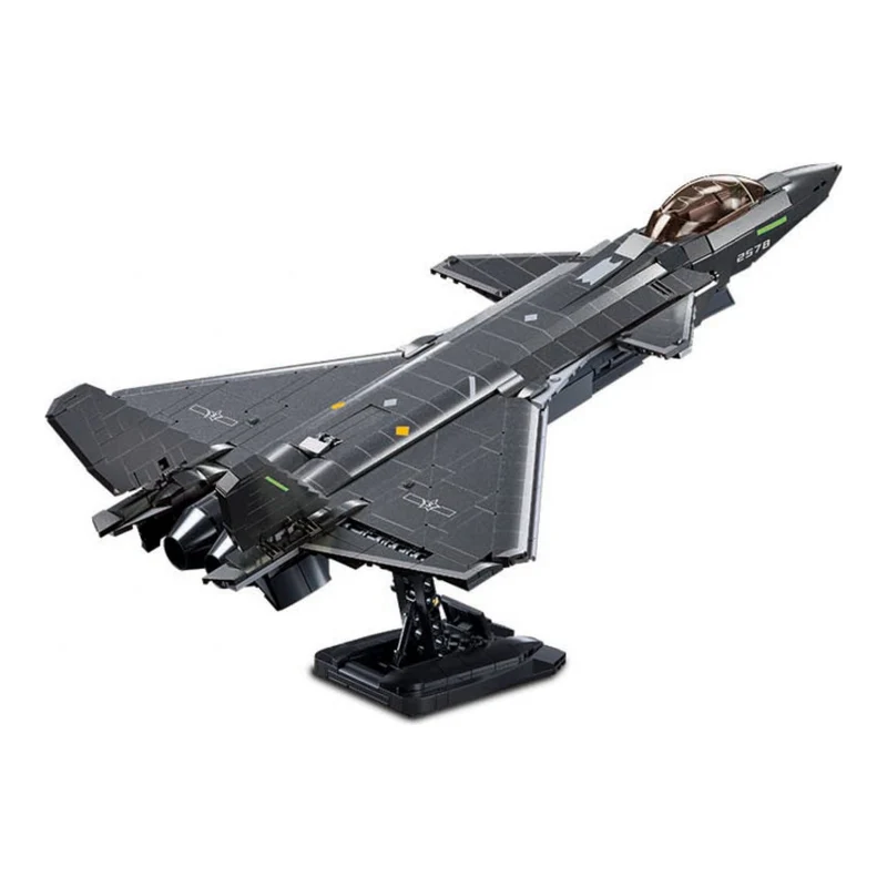 Sluban B1187 Model Kit 1:44 J20 Mighty Dragon Chinese Stealth Fighter Jet Plane Modern PLAAF Military Building Blocks DIY Set Toy