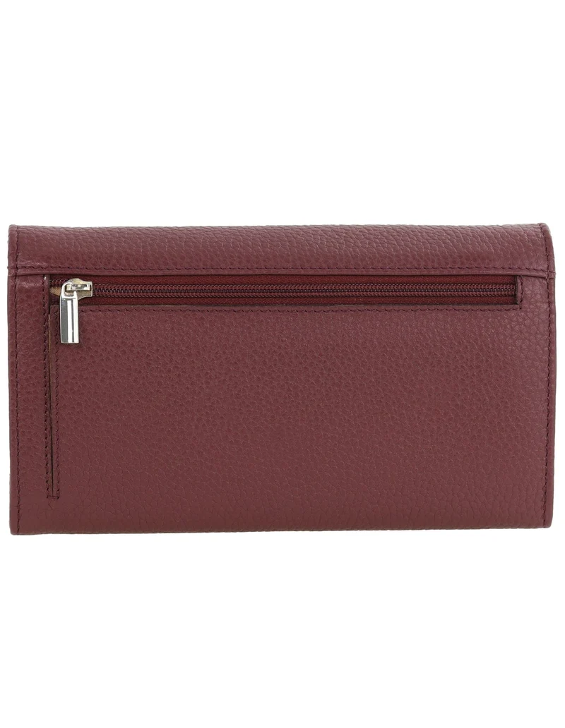 Pierre Cardin Women's Rustic Leather Protected RFID Wallet 19cm Wine
