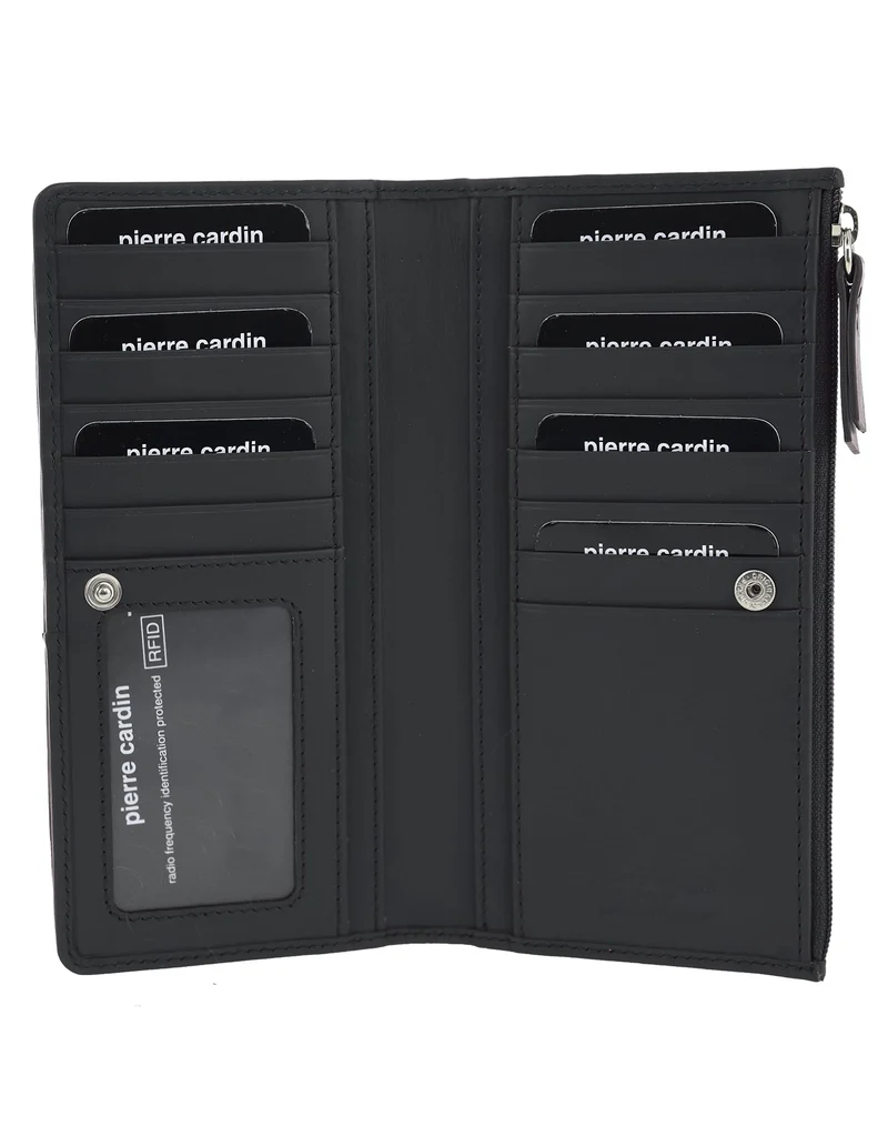 Pierre Cardin Women's Genuine Leather Bi-Fold Protected RFID Wallet Black