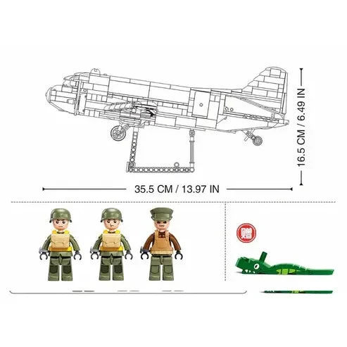 Sluban 1/44 1015pc C-47 Skytrain