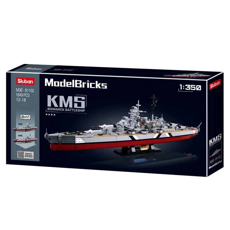 Sluban Bismarck Battleship 2-in-1 Model Bricks
