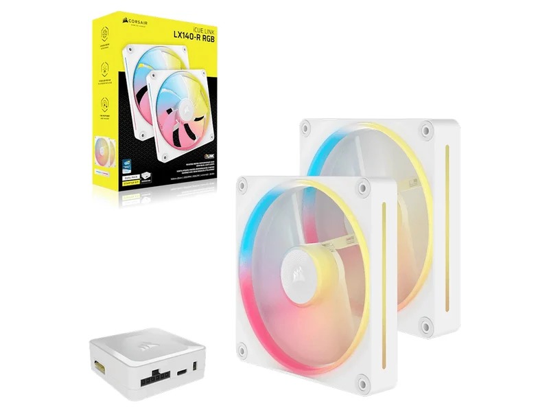 Corsair LX140-R RGB White 140mm PWM Reverse Fan - 2 Pack (CO-9051056-WW)