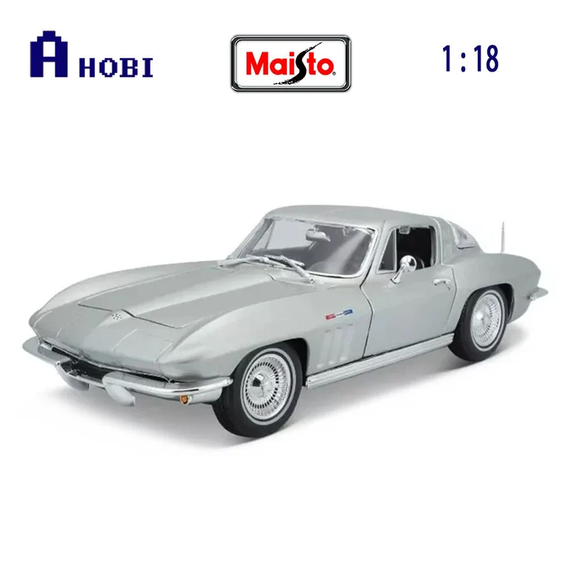 Maisto 1:18 Scale 1965 Chevrolet Corvette Coupe Silver Diecast Model