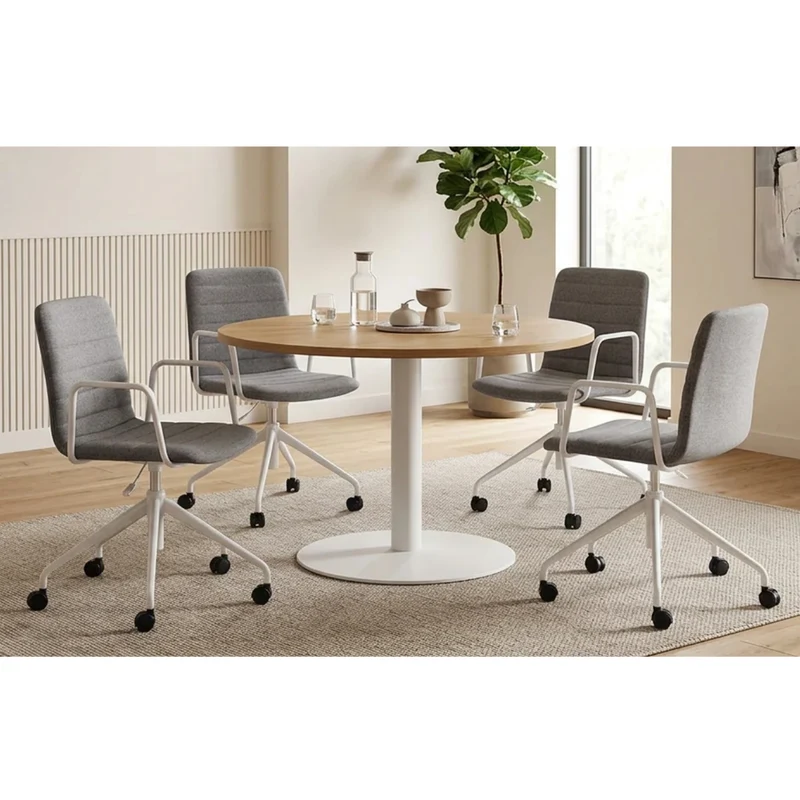 Sabia Baxter Pre-Assembled Chair Upholstered Seat Desk Seating (Grey/White Frame)