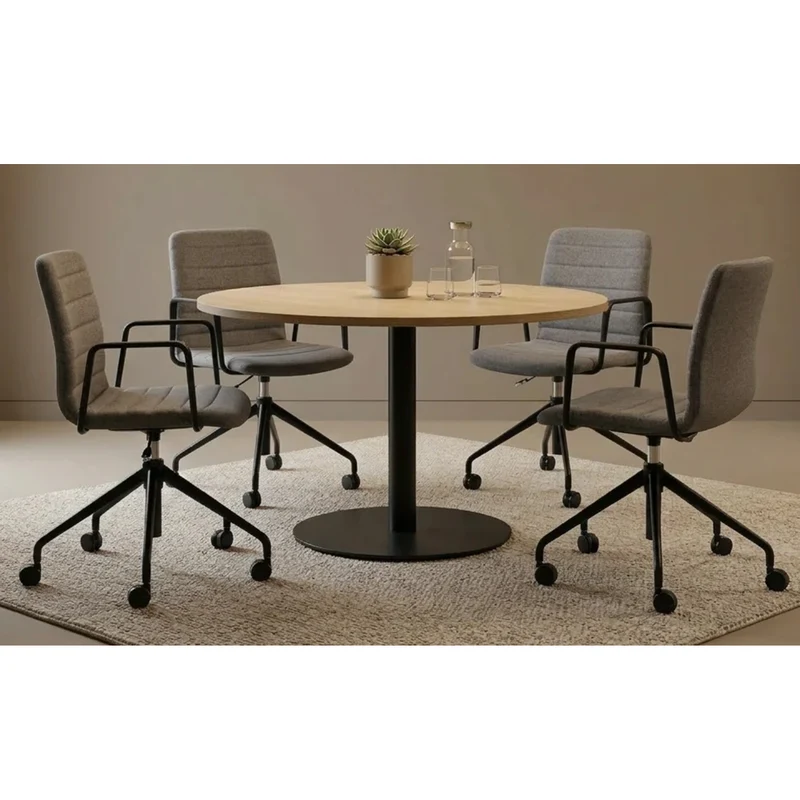 Sabia Baxter Pre-Assembled Chair Upholstered Seat Desk Seating (Grey/Black Frame)