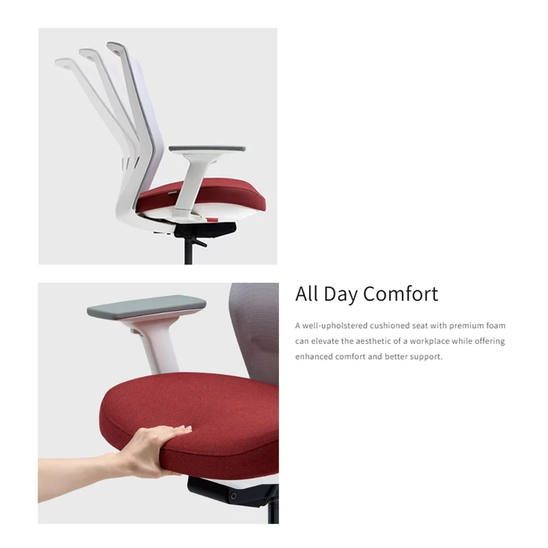 Sabia Willow Pre-Assembled Office Chair Ergonomic Mesh Back With Armrests (White)