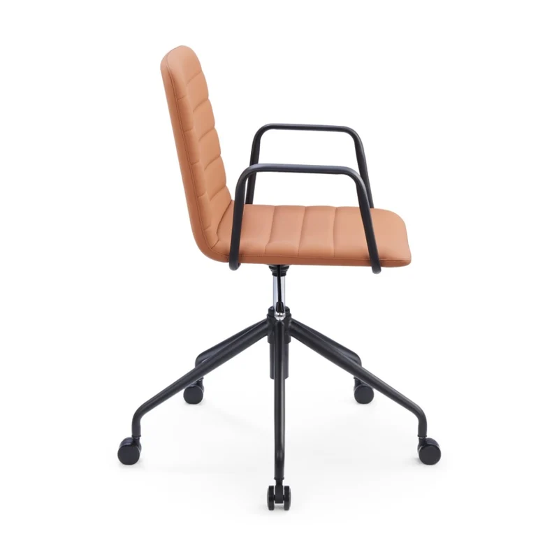 Sabia Baxter Pre-Assembled Chair Upholstered Seat Desk Seating (Tan/Black Frame)