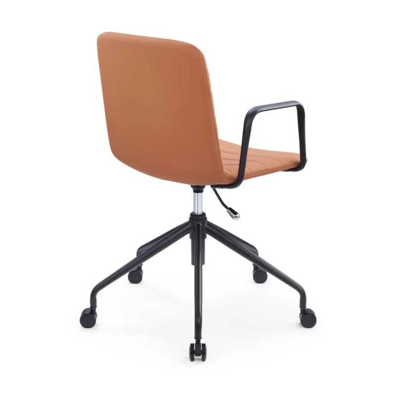 Sabia Baxter Pre-Assembled Chair Upholstered Seat Desk Seating (Tan/Black Frame)