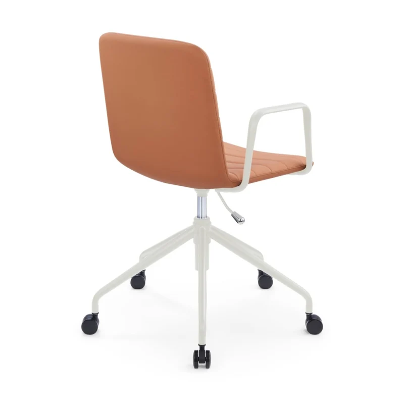 Sabia Baxter Pre-Assembled Chair Upholstered Seat Desk Seating (Tan/White Frame)