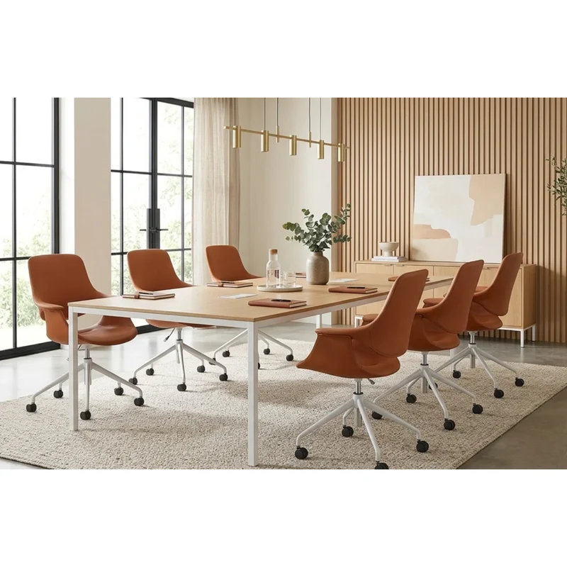 Sabia Oliver High Back Pre-Assembled Office Chair Upholstered (Tan/White Frame)