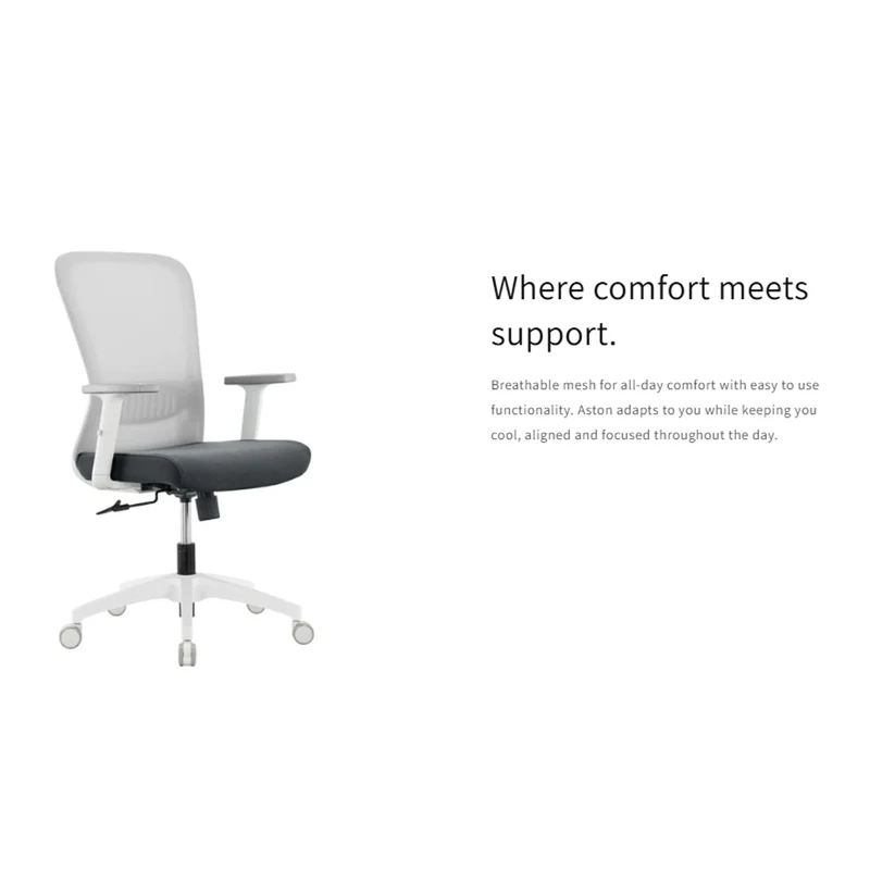 Sabia Aston Pre-Assembled Chair Ergonomic Office Seating Mesh (Grey/White)