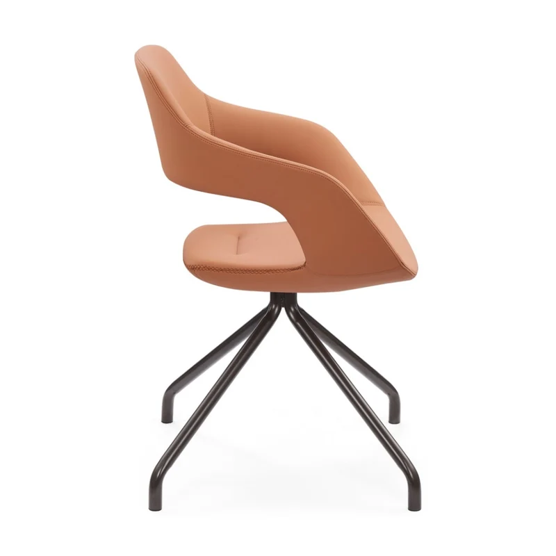 Sabia Oliver Medium Back Pre-Assembled Reception Chair Upholstered (Tan/Black Frame)