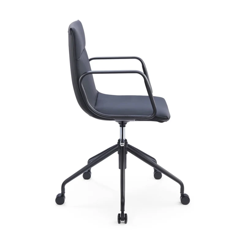 Sabia Maison Pre-Assembled Chair Leather-Like Upholstered Meeting Room (Black)